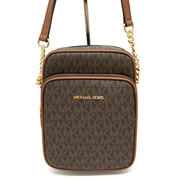 Michael Kors Medium NS Chain Xbody Bag Brown/Gold - Picture 1 of 10